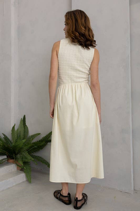 Sleeveless Smocked Midi Dress