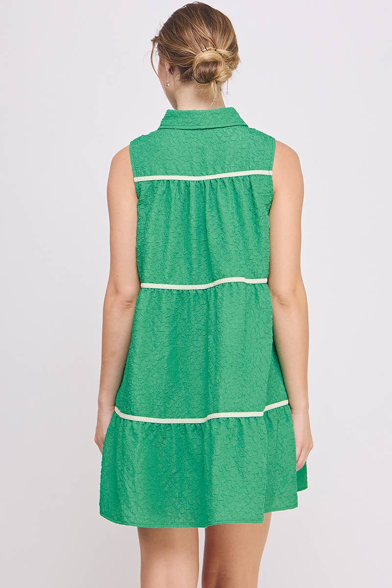 Button-Up Swing Mini Dress - Sleeveless