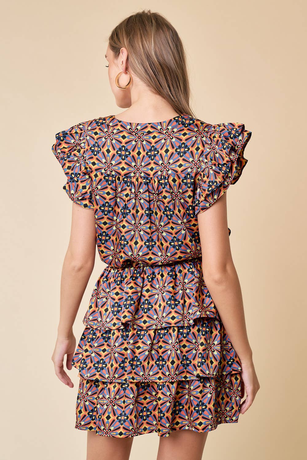PATTERNED TIERED SKIRT