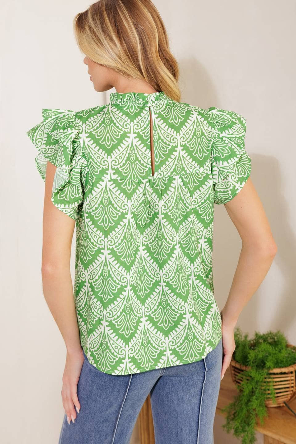 Printed Green Top