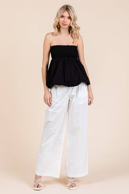 Smocked Bubble Peplum Tube Top