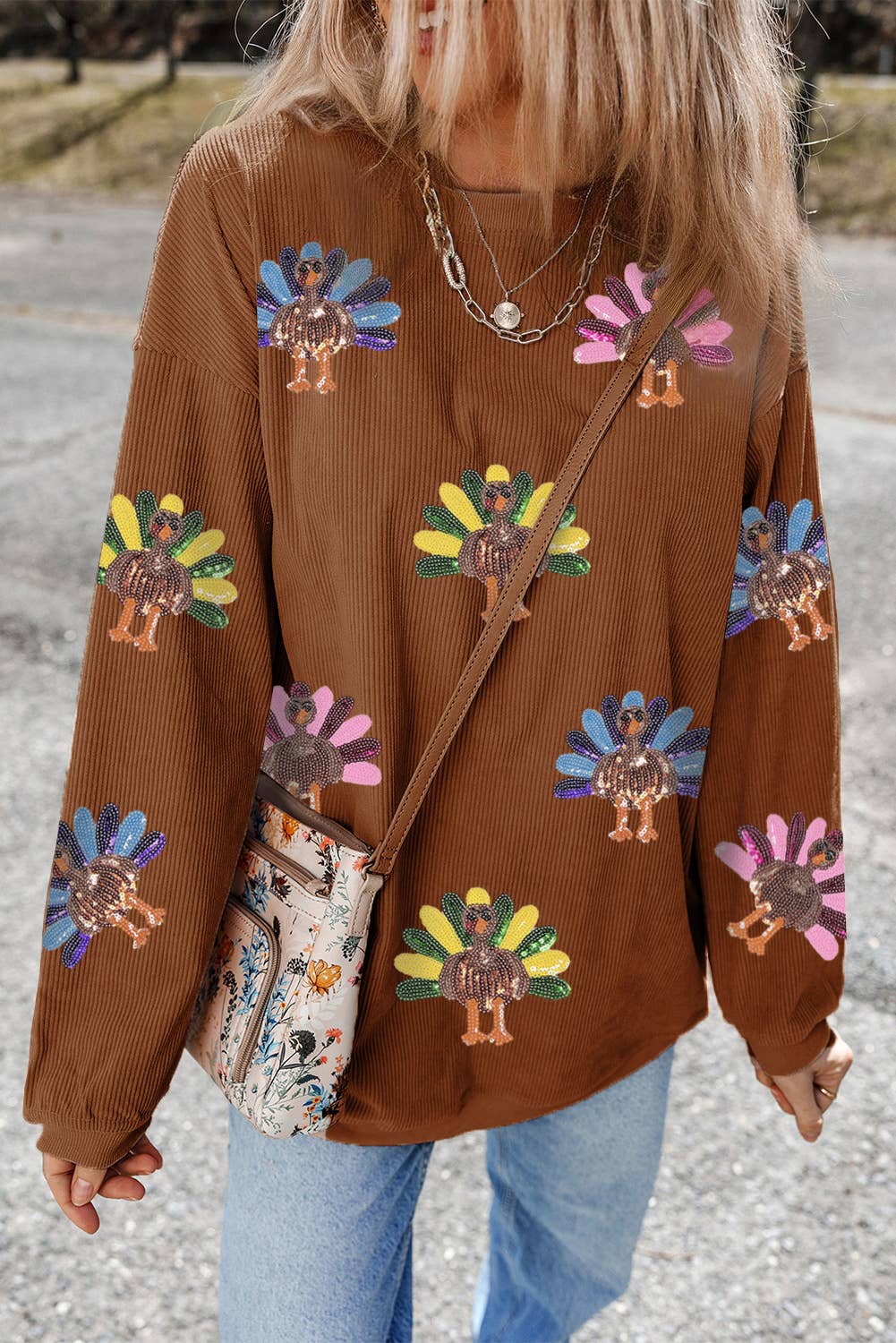 PRE- ORDER Turkey Graphic Corded Baggy Sweatshirt