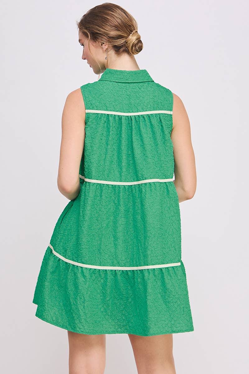 Button-Up Swing Mini Dress - Sleeveless