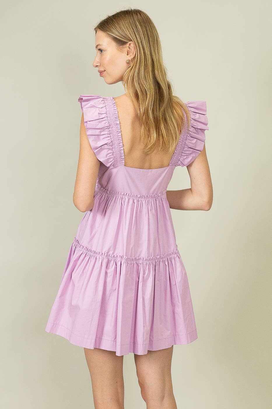 Lilac Tiered Dress with Ruffle Straps