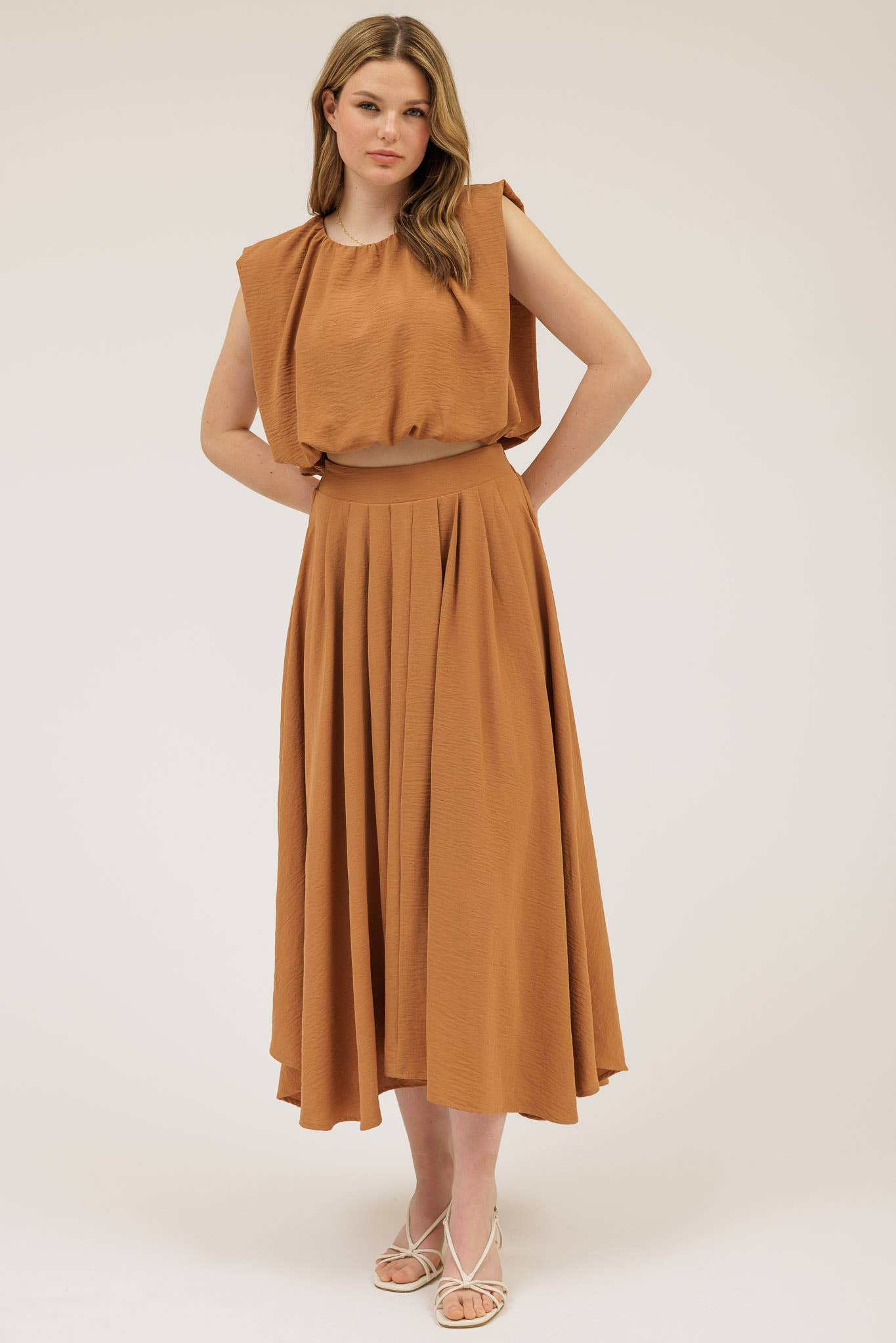 BOX PLEATED MIDI SKIRT