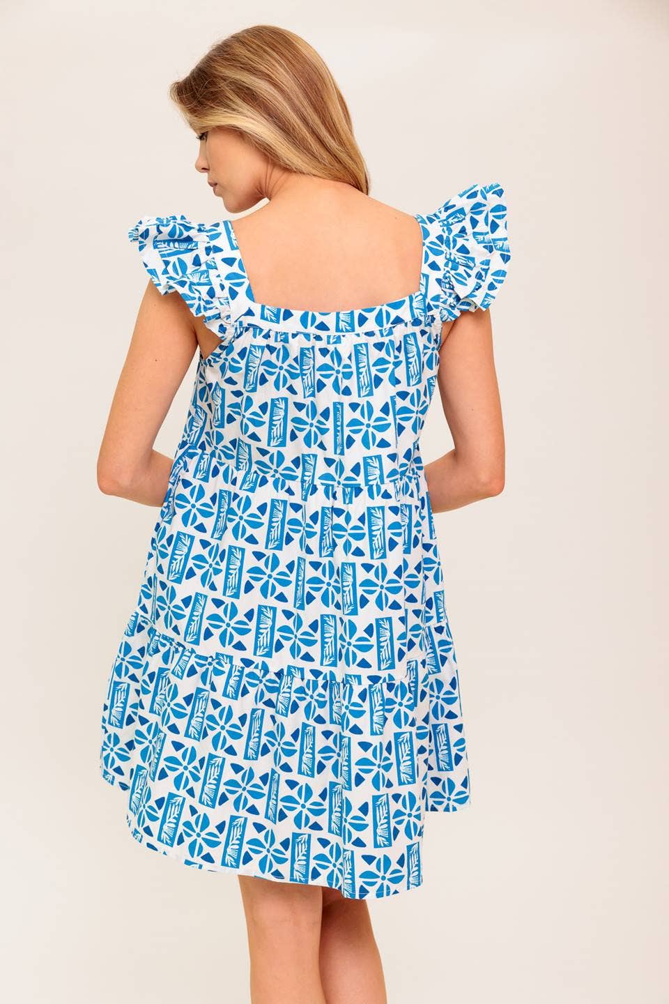 Printed woven mini dress