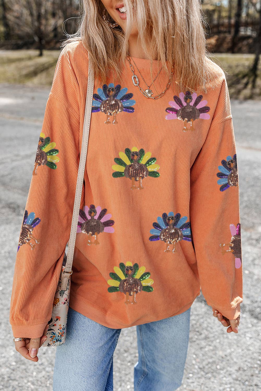 PRE- ORDER Turkey Graphic Corded Baggy Sweatshirt