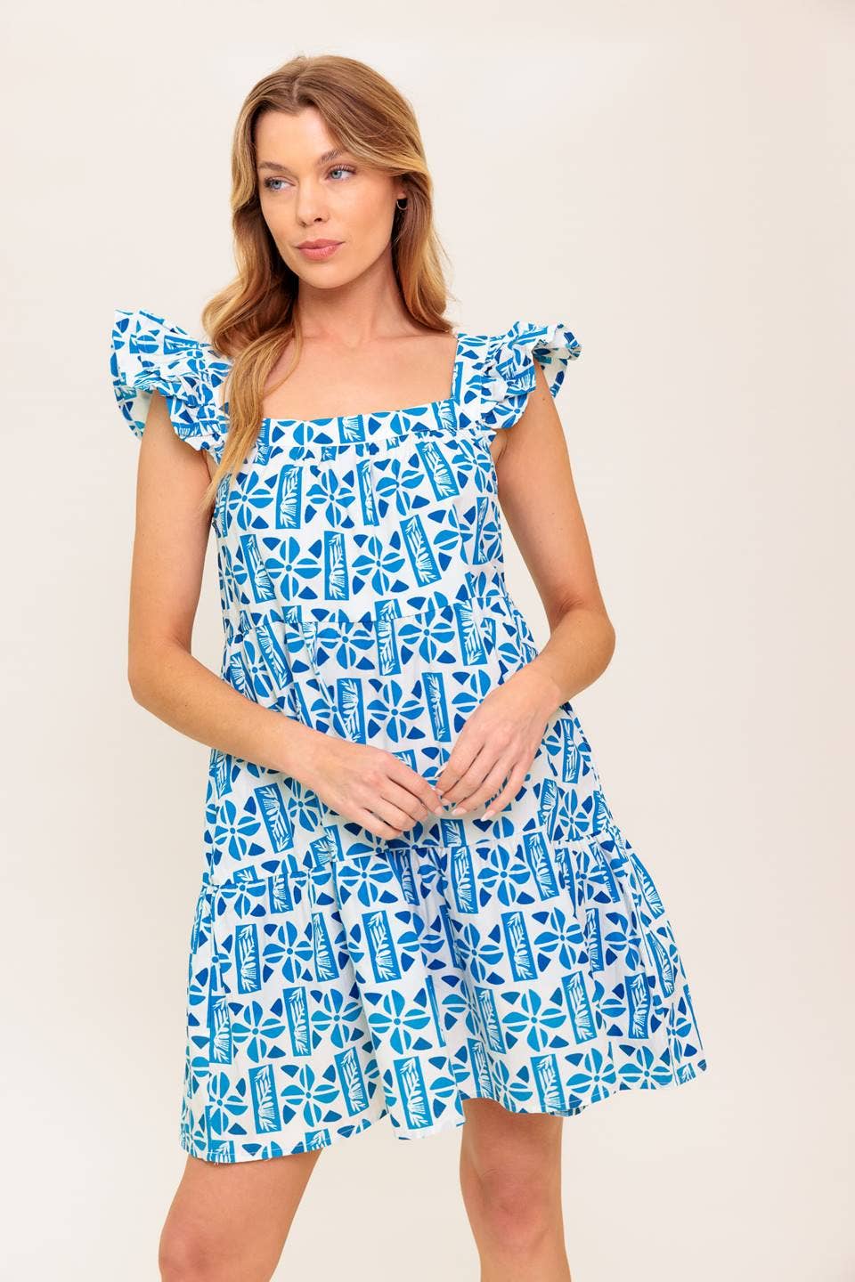 Printed woven mini dress