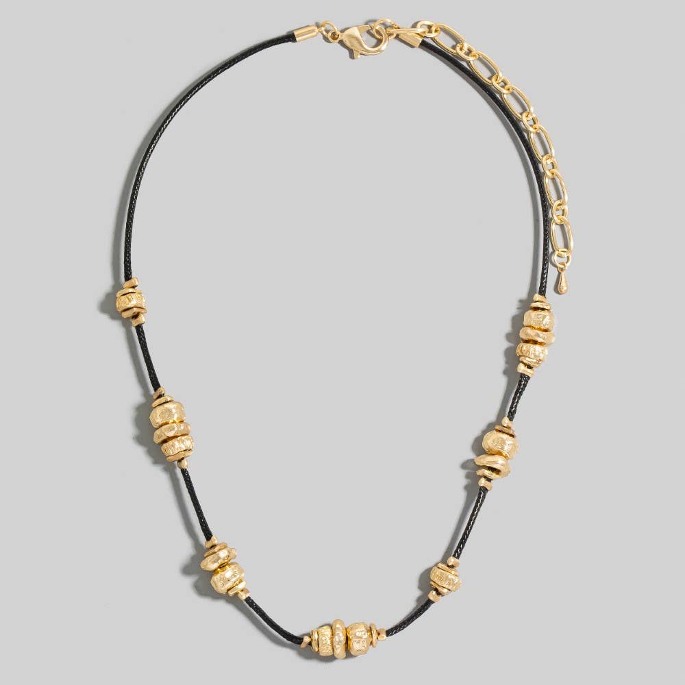 Metallic Station Beads Cord Necklace