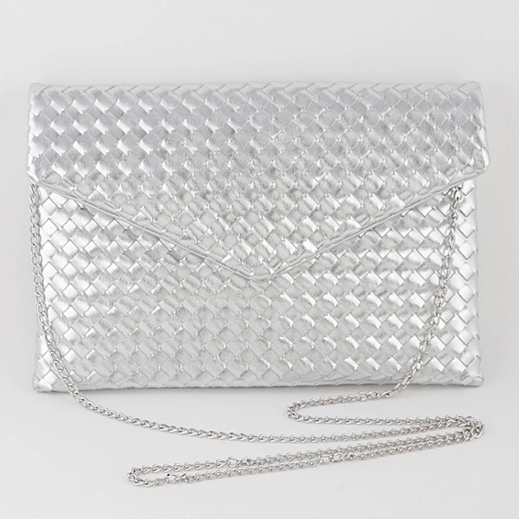Woven Envelope Cross Chain Body Clutch
