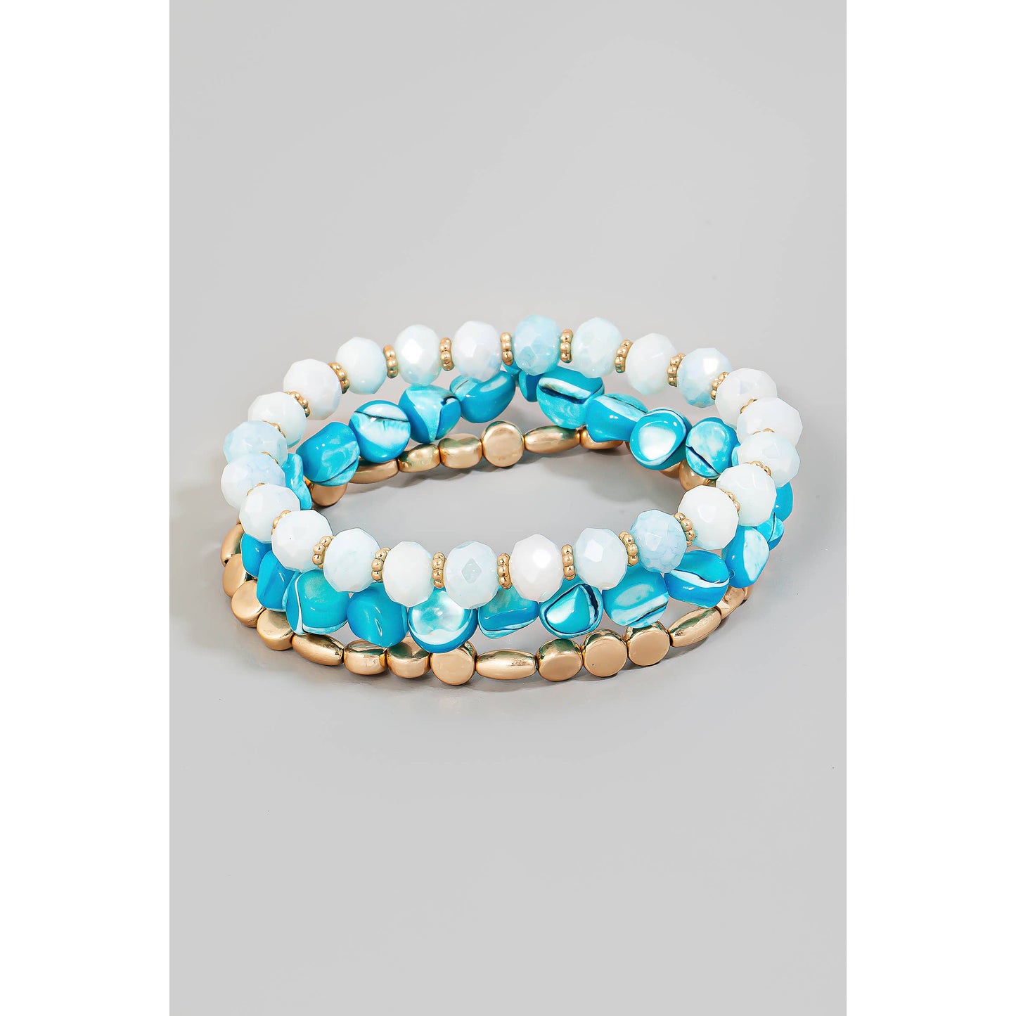 Mixed Pebble Stone Beaded Bracelet Set