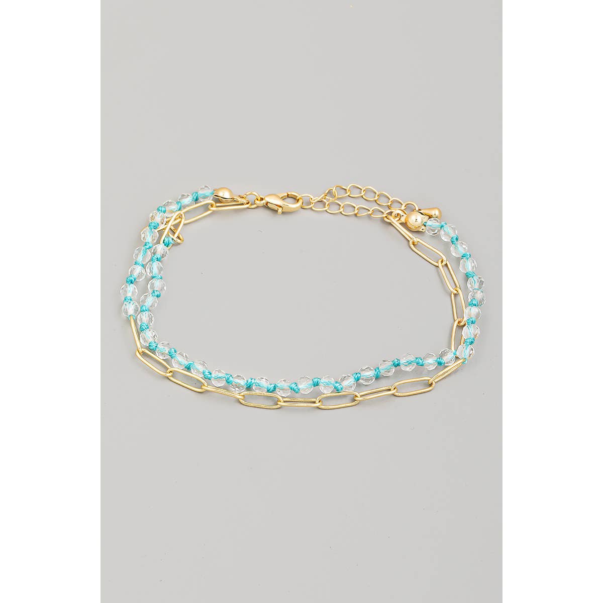 Threaded Beaded And Oval Chain Bracelet
