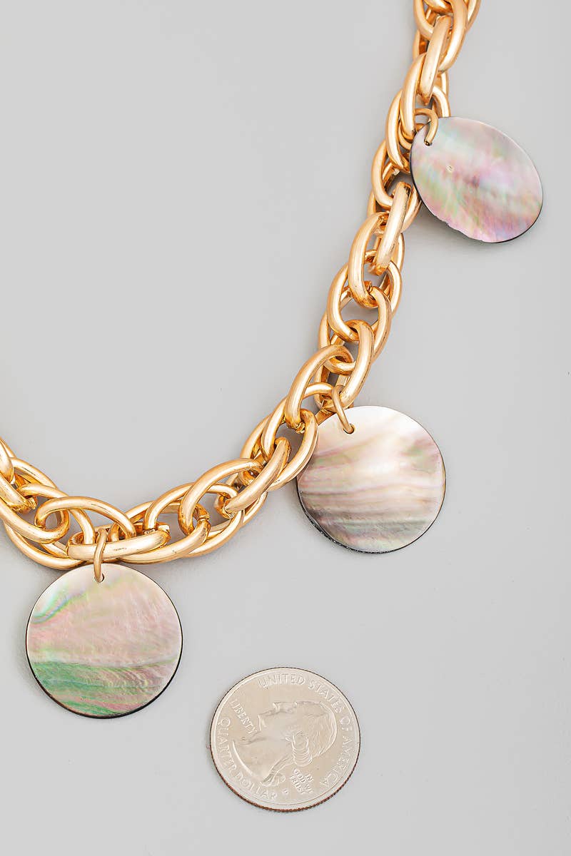 Shell Disc Station Chain Necklace