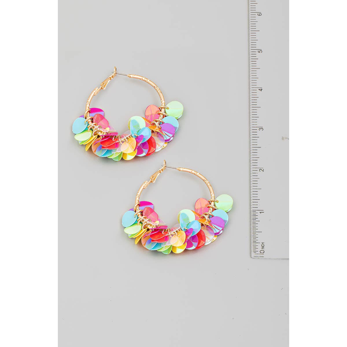 Shiny Multi Sequin Hoop Earrings