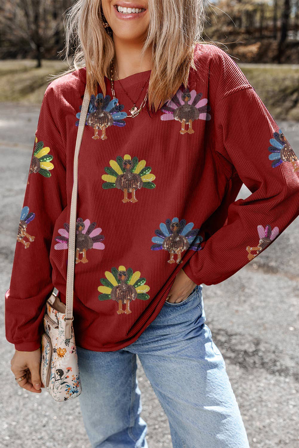 PRE- ORDER Turkey Graphic Corded Baggy Sweatshirt