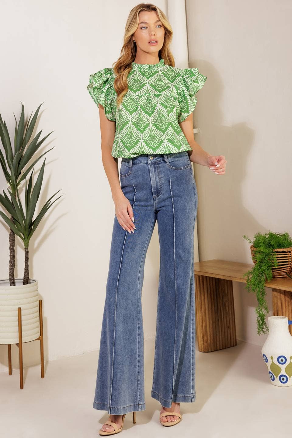 Printed Green Top