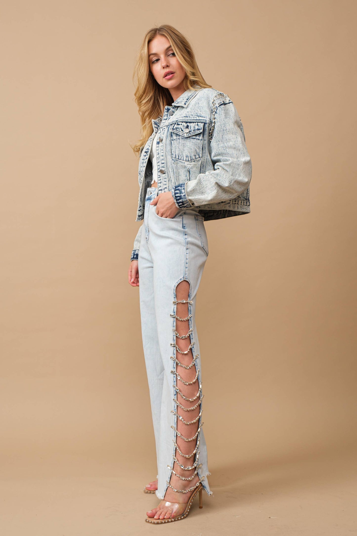 Jewel Trim Stretch Denim Jeans