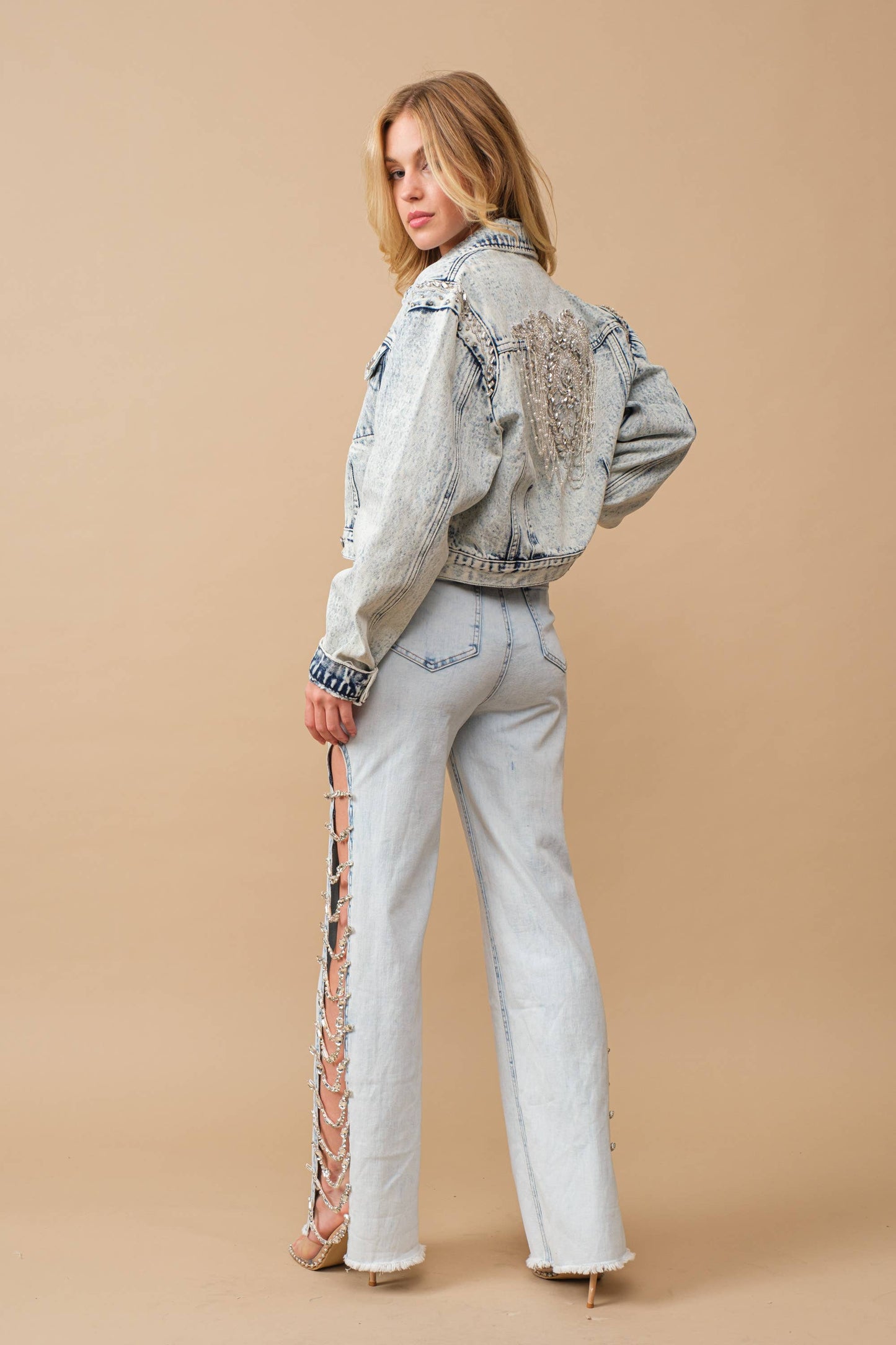 Jewel Trim Stretch Denim Jeans