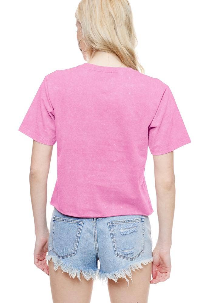 Tequila & Cowboys Vintage Graphic S/S Washed Faux Crop Tee