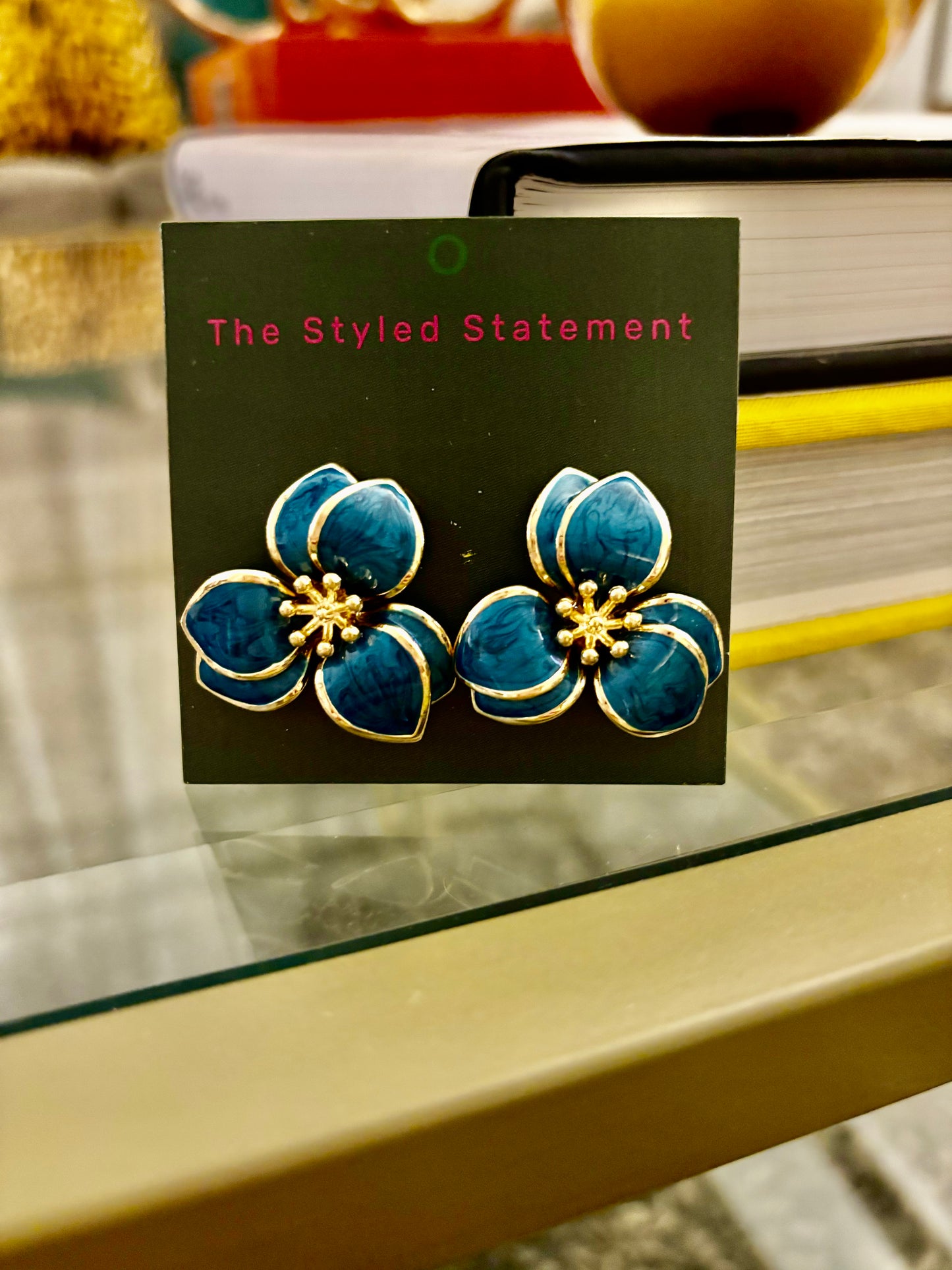 Enamel floral earrings