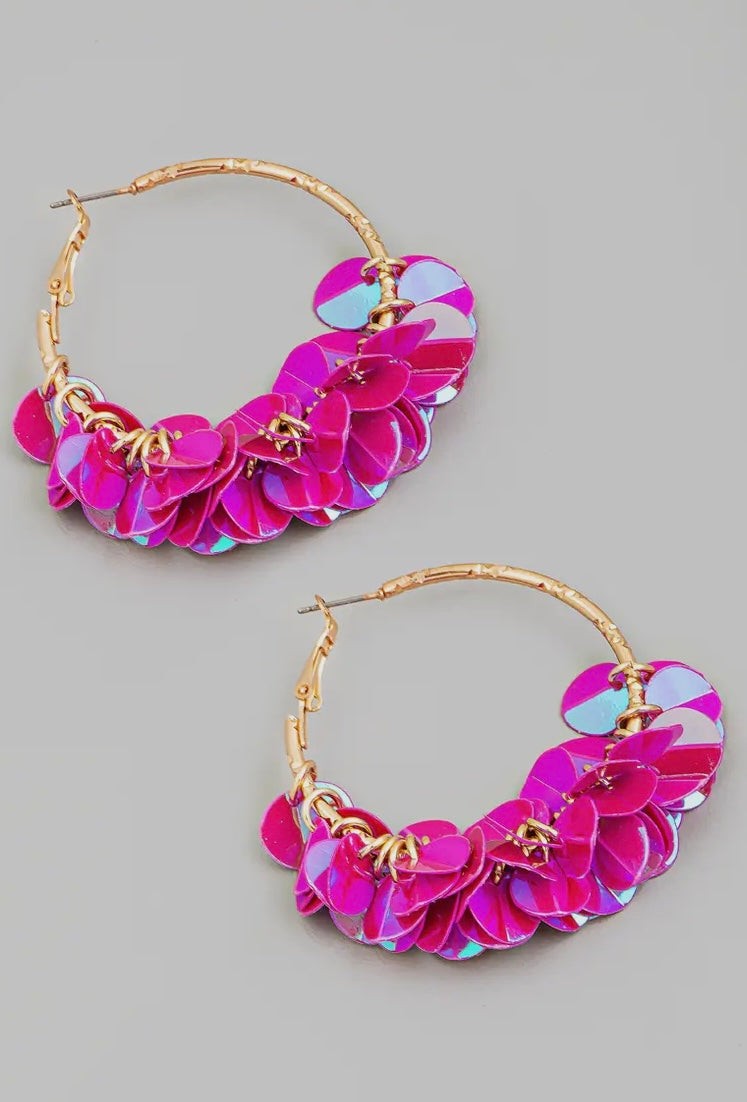Shiny Multi Sequin Hoop Earrings