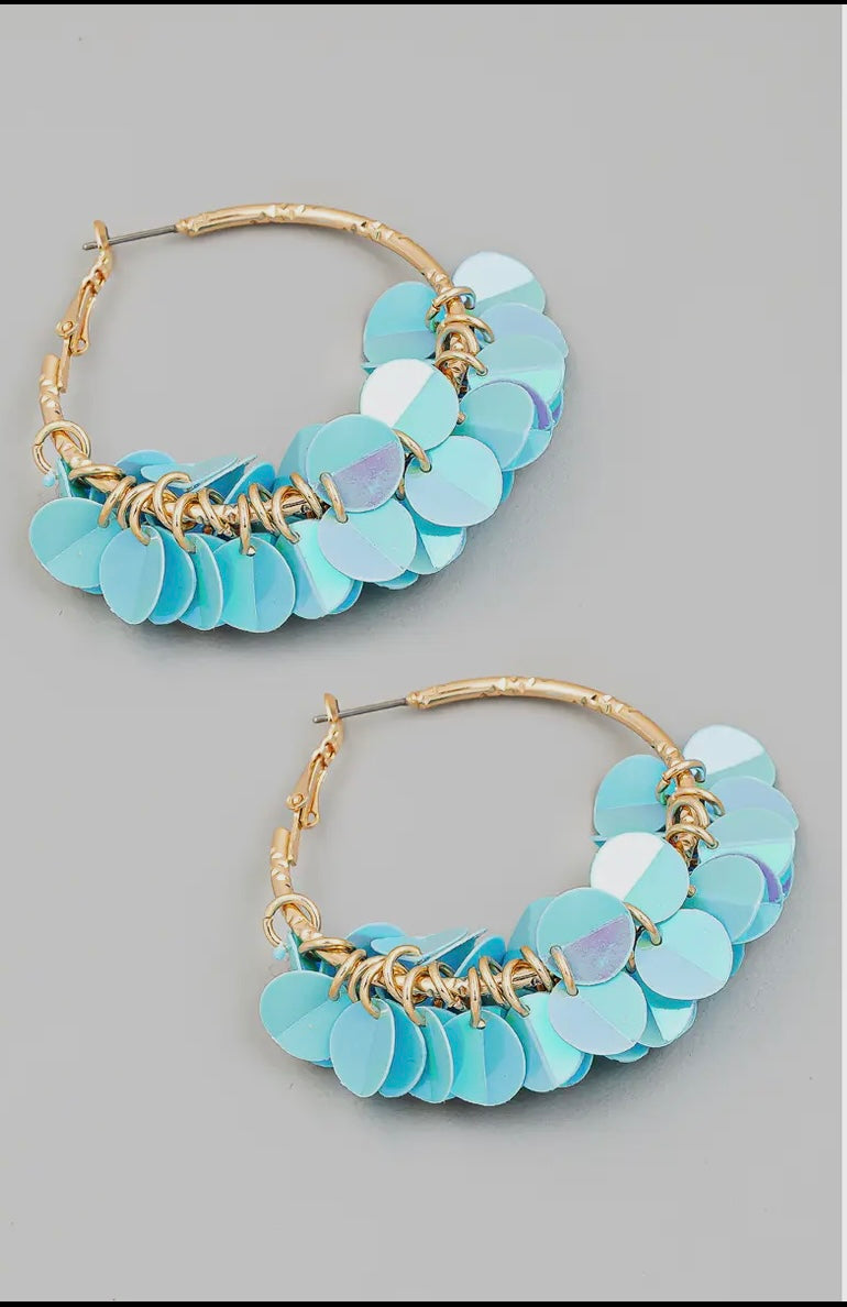 Shiny Multi Sequin Hoop Earrings