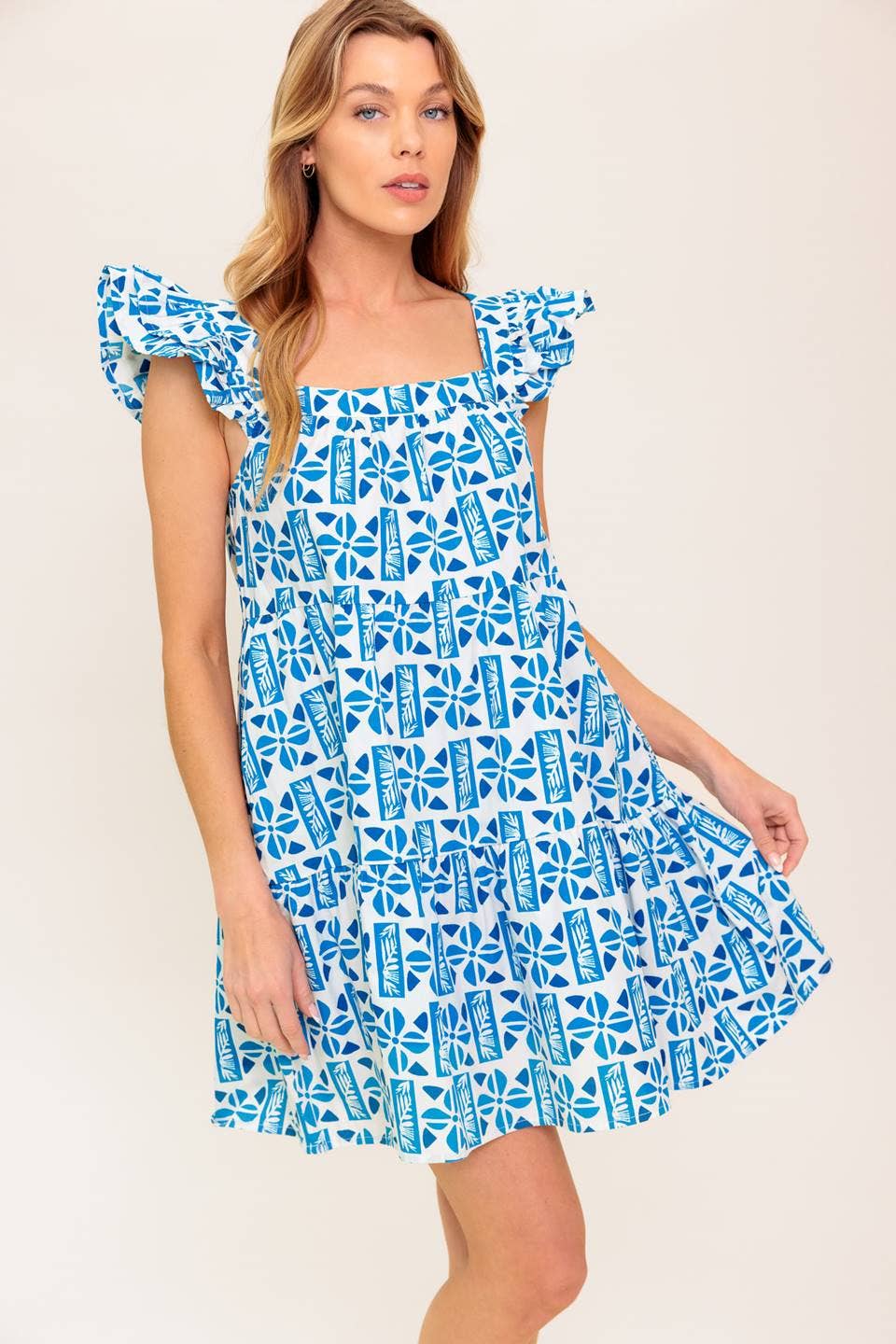 Printed woven mini dress