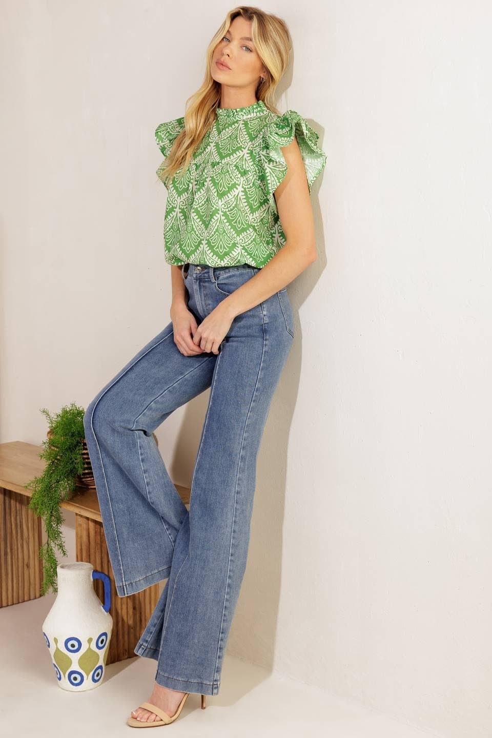 Printed Green Top