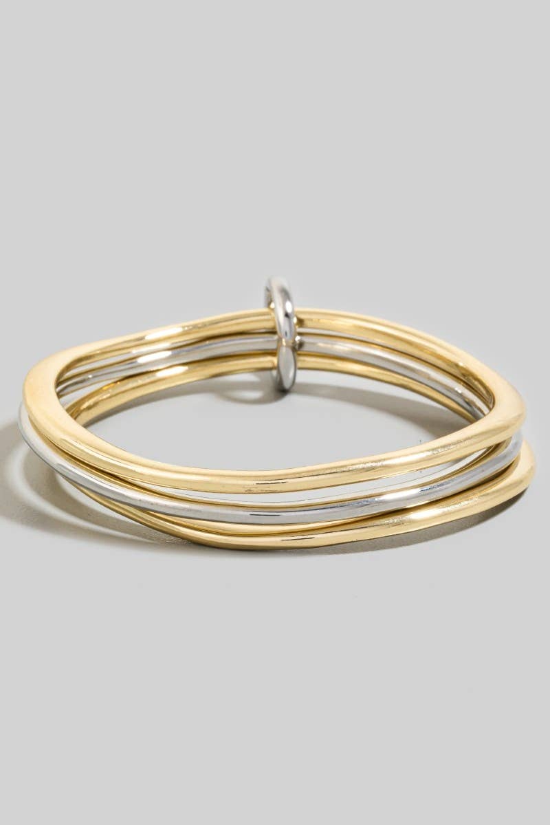Layered Metallic Tube Bangle Bracelet Set
