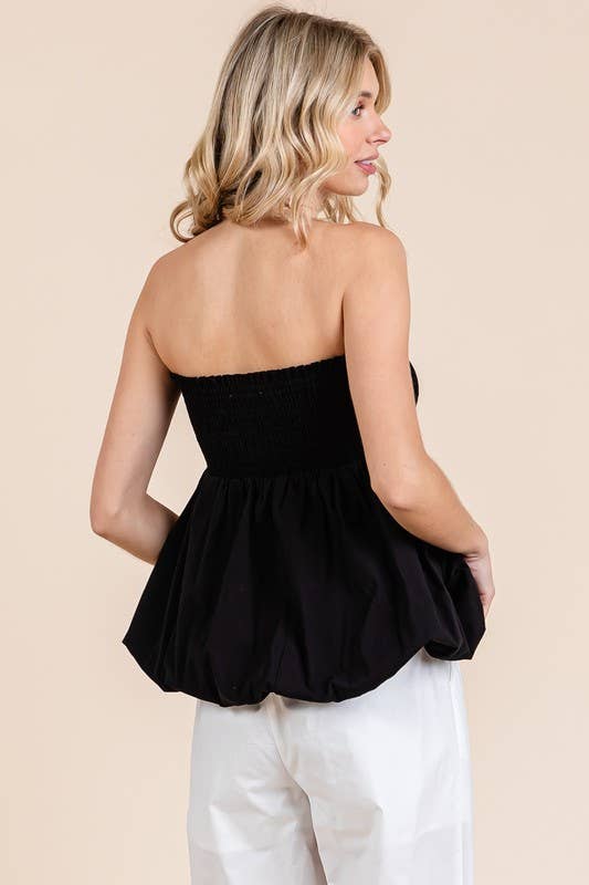 Smocked Bubble Peplum Tube Top