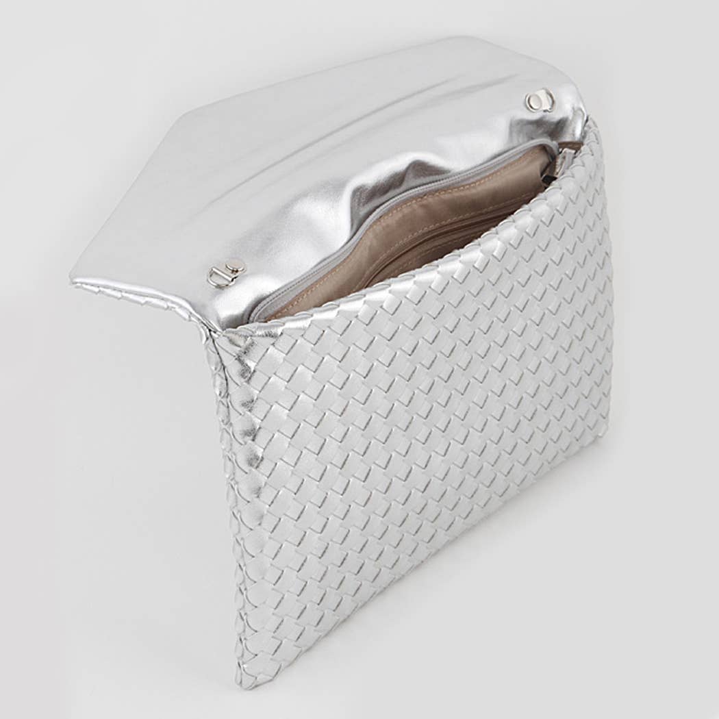 Woven Envelope Cross Chain Body Clutch