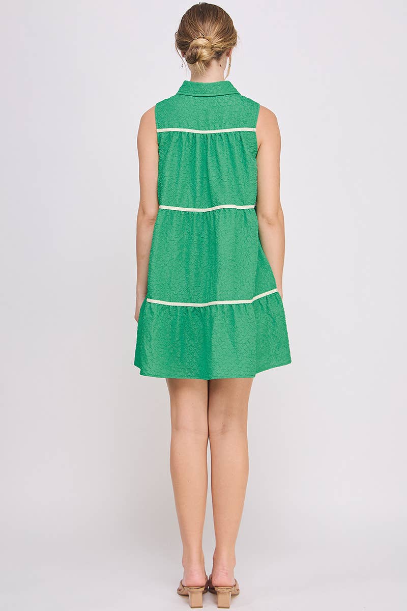 Button-Up Swing Mini Dress - Sleeveless