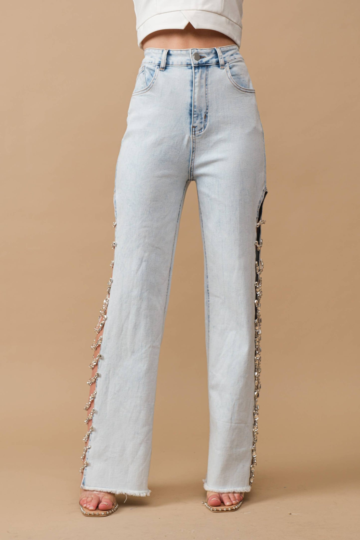 Jewel Trim Stretch Denim Jeans