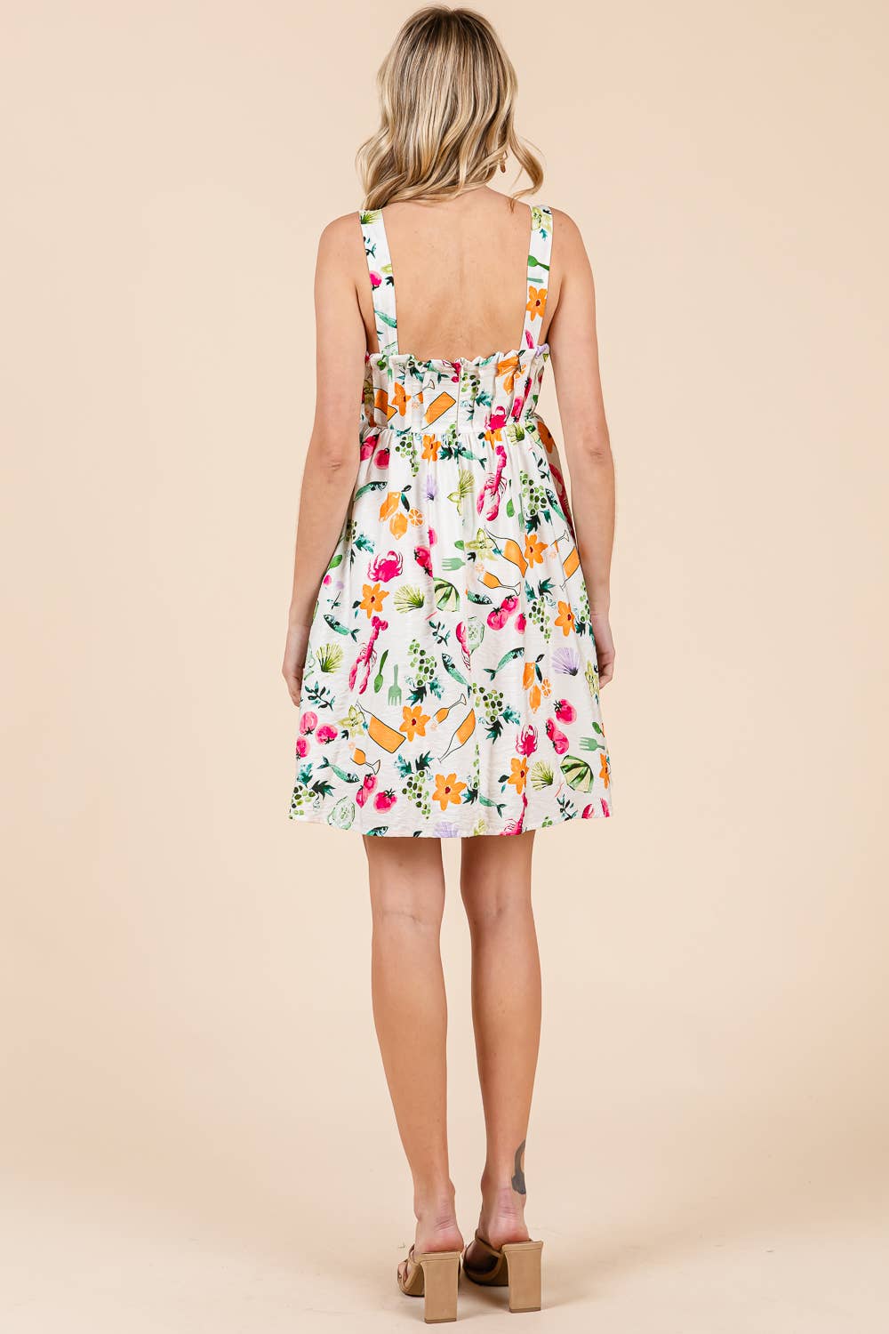 Abstract Pleated Babydoll Mini Sundress