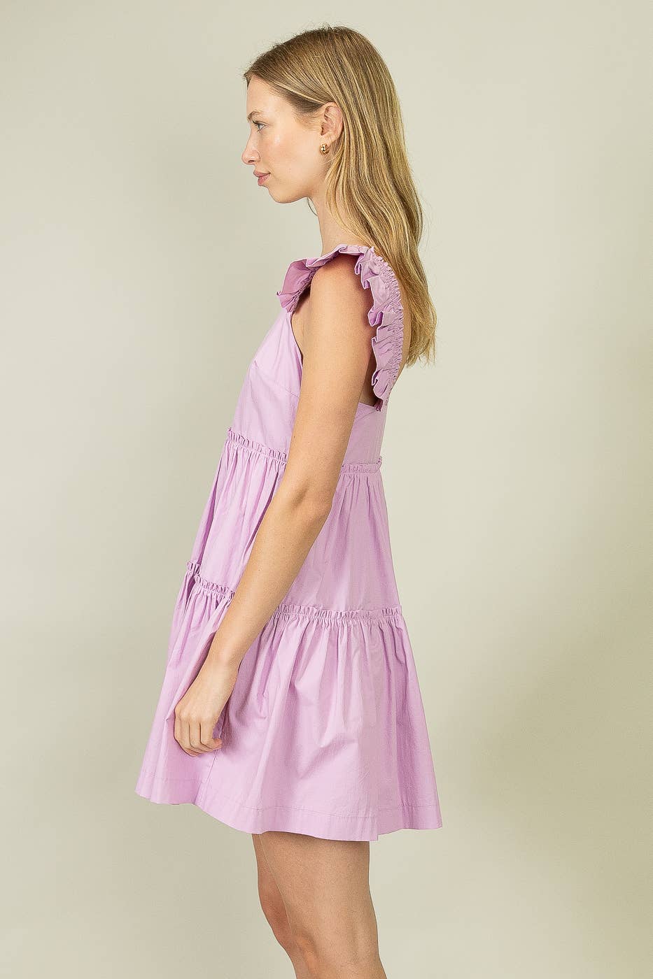 Lilac Tiered Dress with Ruffle Straps