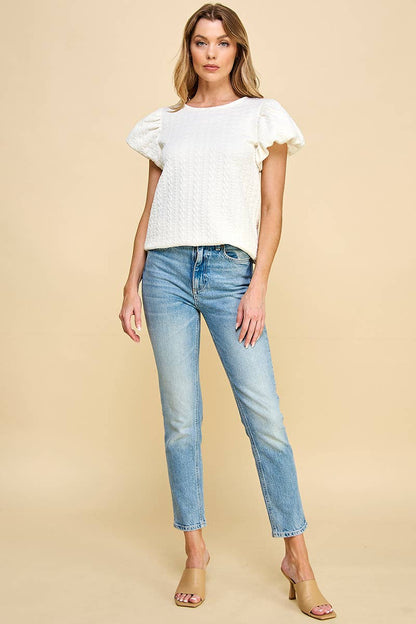 Textured Puff Sleeve Top
