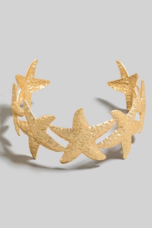 Matte Metallic Starfish Link Cuff Bracelet
