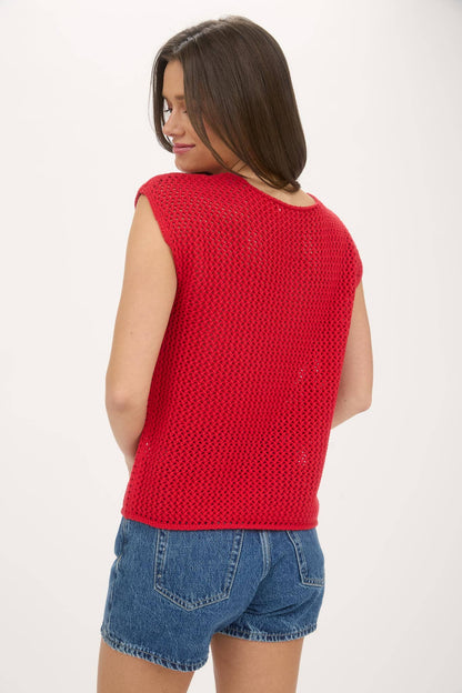 AMERICAN FLAG CROCHET KNIT SWEATER TOP