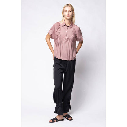 Short Sleeve Shirt With Front Bib Detail