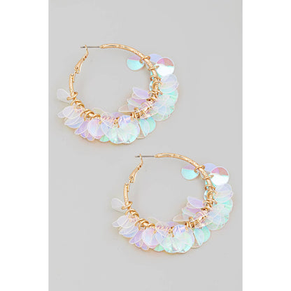 Shiny Multi Sequin Hoop Earrings