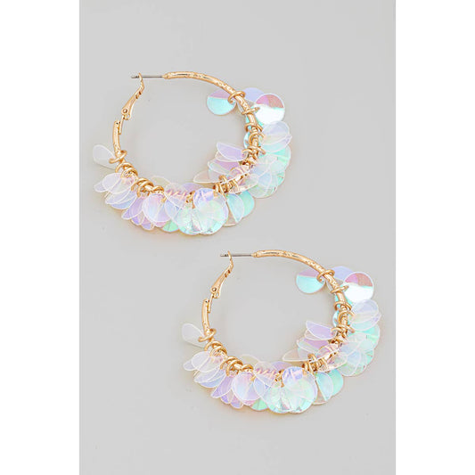 Shiny Multi Sequin Hoop Earrings