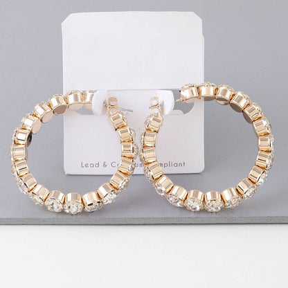 Geometric Rhinestone Cut Hoop Earrings
