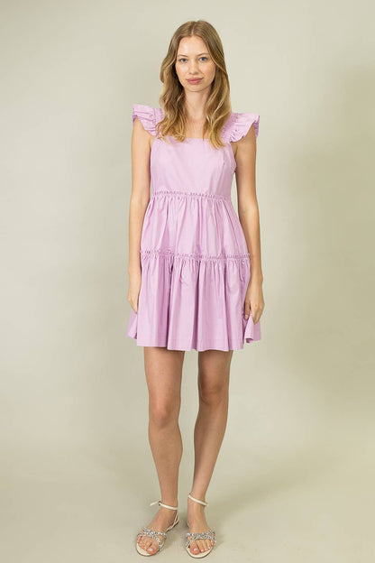 Lilac Tiered Dress with Ruffle Straps
