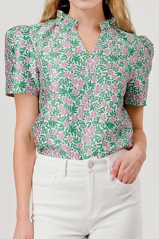 Textured Floral Top
