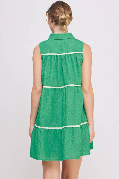 Button-Up  Swing  Mini Dress - Sleeveless