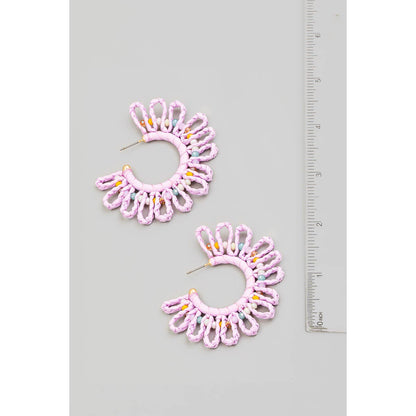 Paper Braided Flower Hoop Earrings
