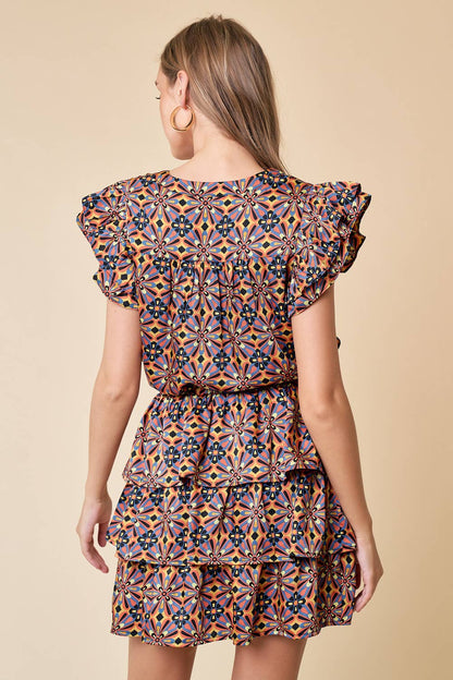 PATTERNED TIERED SKIRT