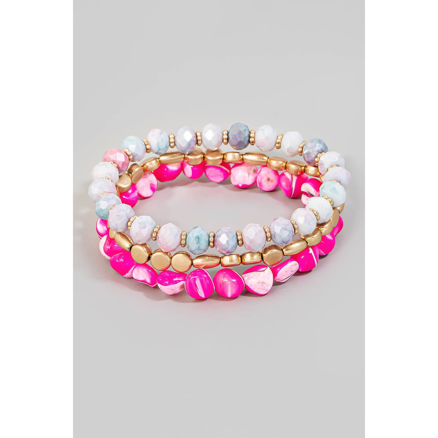 Mixed Pebble Stone Beaded Bracelet Set