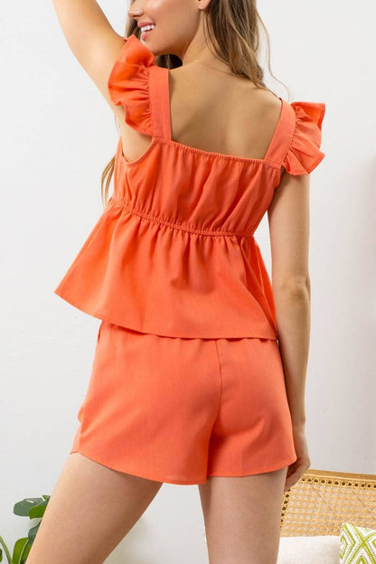 Linen Coral Shorts