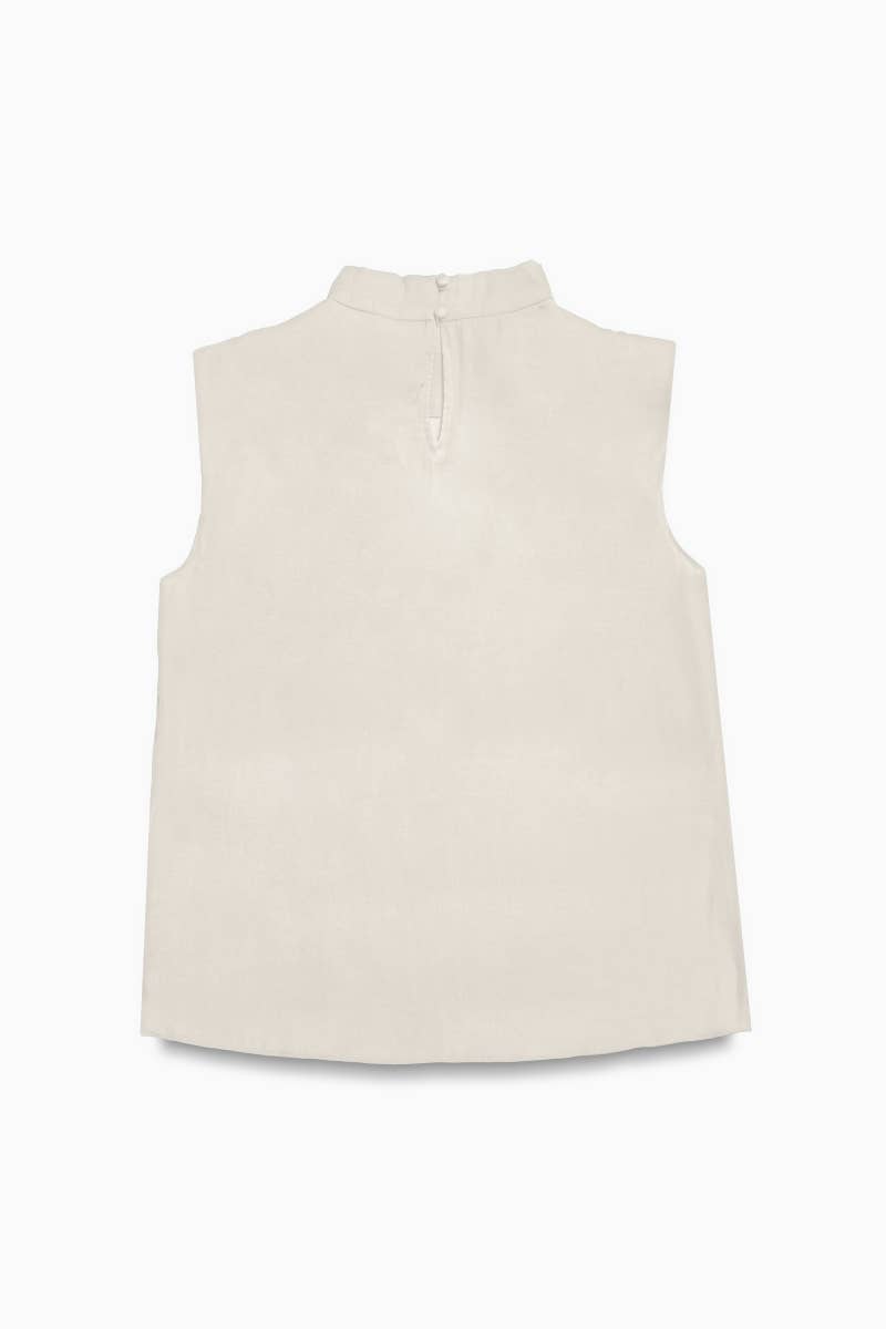 Draped Sleeveless Top With Gathered Neckline